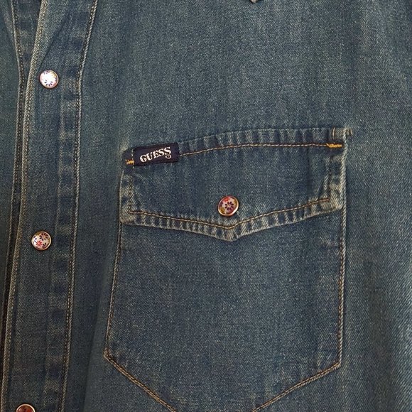 Guess button down Denim Jeans Shirt Georges Marciano size1 - Picture 4 of 4